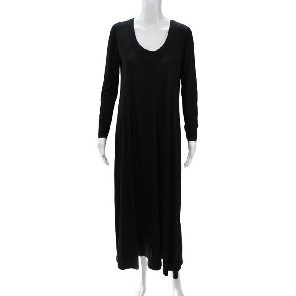 Renata Womens Maxi Dress Black V Neck Long Sleeve Polyester Blend Size M
